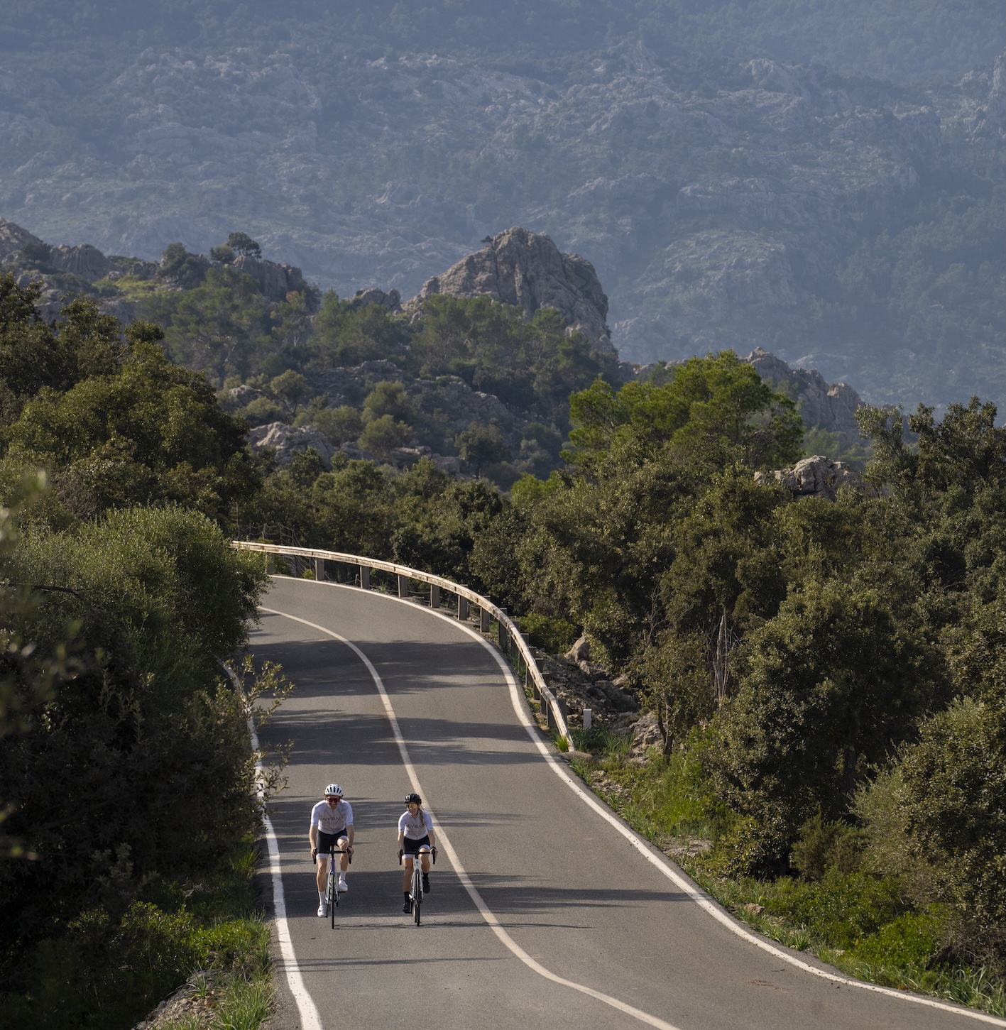 two bikers riding the Serra of Tramuntana
