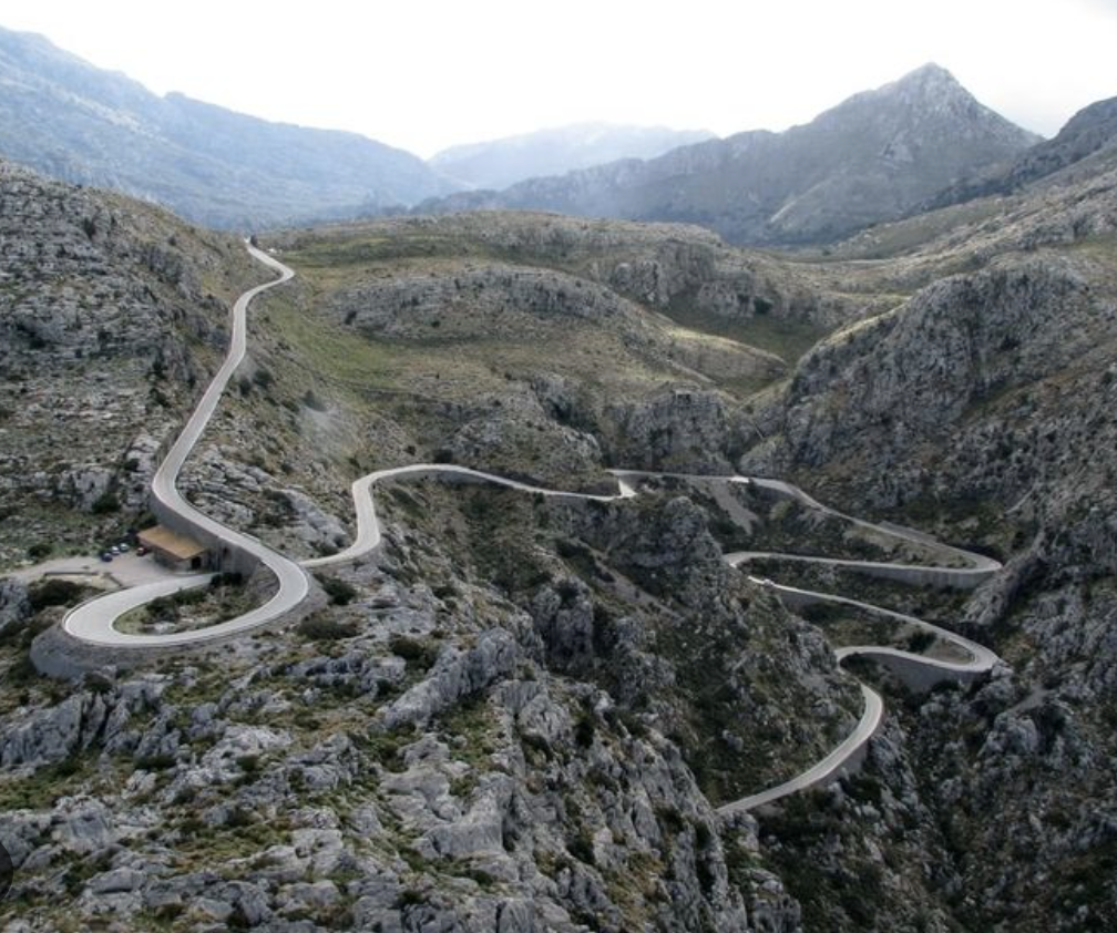 Hairpin bends on the descent into Sa Calobra, Mallorca