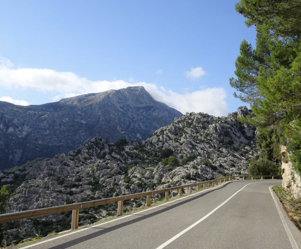 Road ascending coll de Femenia in the Serra of Tramuntana